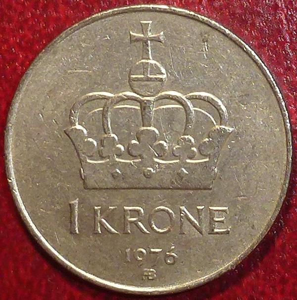 Норвегия 1 крона 1976 года.