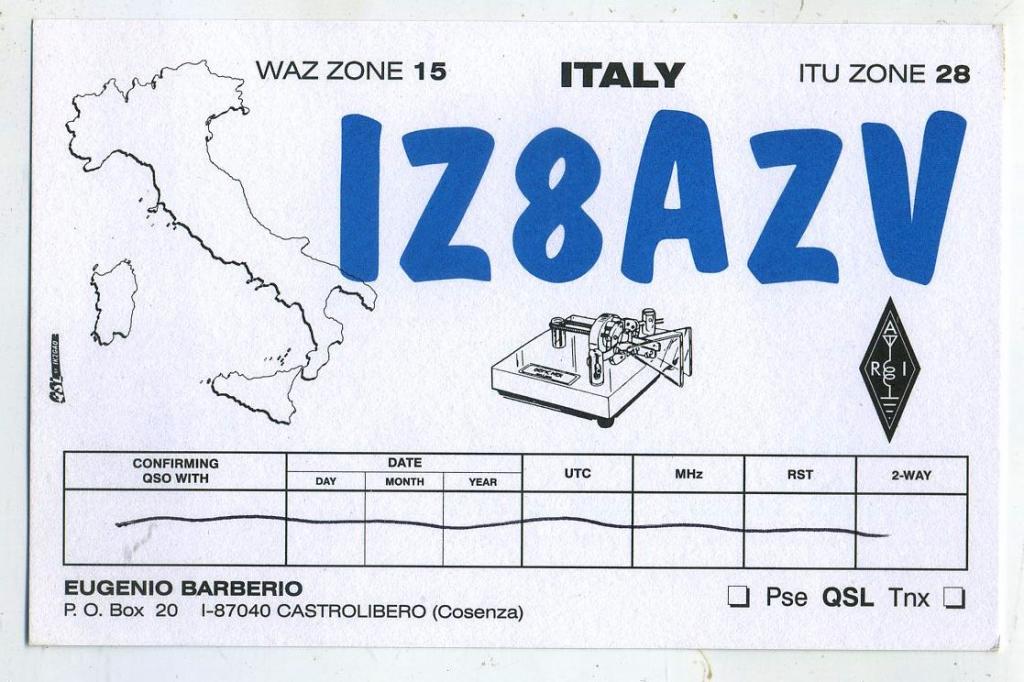 Карточка радиообмена QSL - Италия,  Калабрия, Кастролиберо 1999 год (РК-25)-18