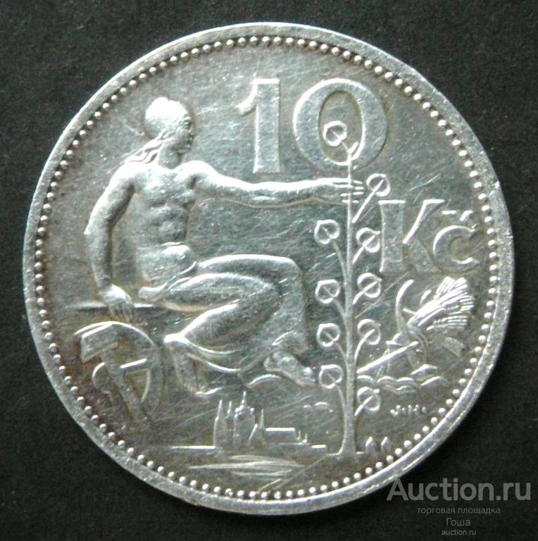10 крон 1930 года, Чехословакия, серебро 700, 10.01г, хорошие. (#837)
