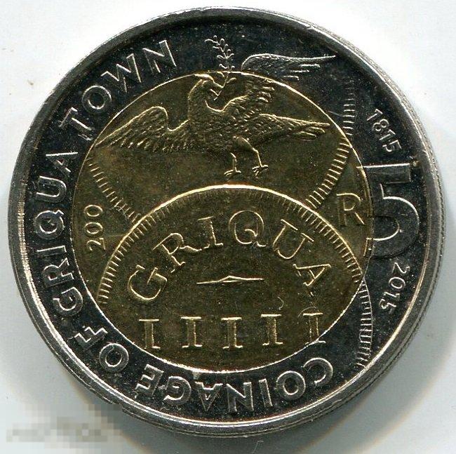 (A3) ЮЖНАЯ АФРИКА - 5 РАНДОВ 2015 ГРИКВА XF/AU