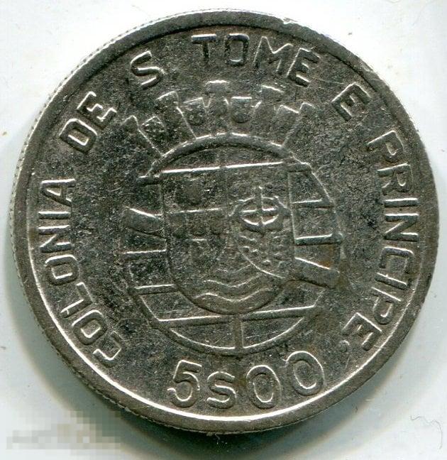 (s31050067) САН ТОМЕ И ПРИНСИПИ - 5 ЭСКУДО 1939 / португалия серебро
