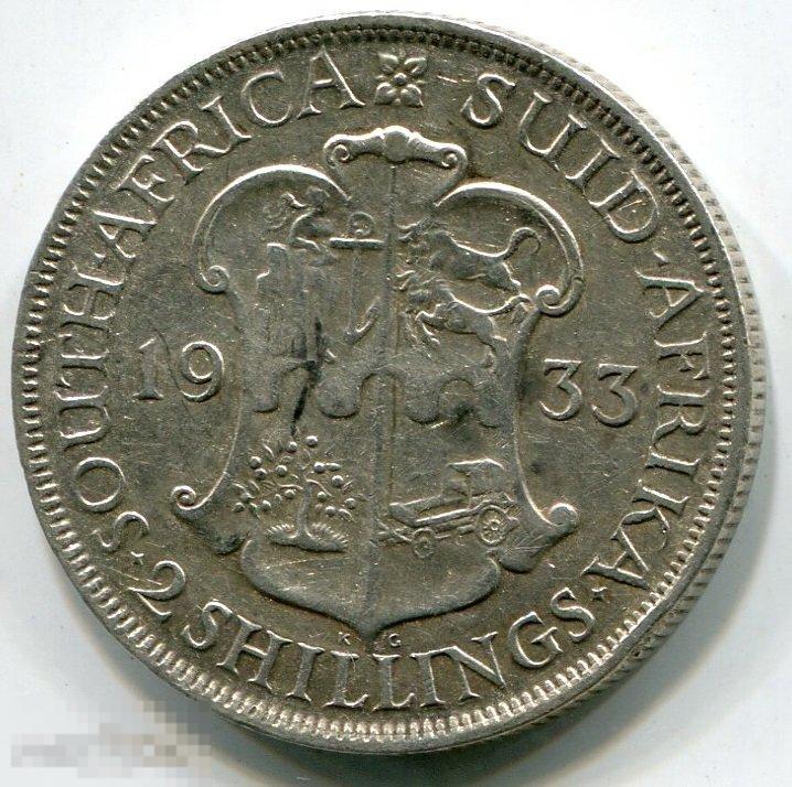 (s31040210) ЮЖНАЯ АФРИКА - 2 ШИЛЛИНГА 1933 / KM22 флорин серебро