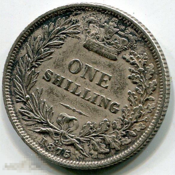 (s11070017) ВЕЛИКОБРИТАНИЯ - ШИЛЛИНГ 1875 / KM734.2 англия серебро