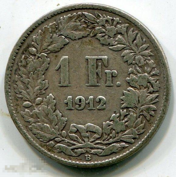 (s11100022) ШВЕЙЦАРИЯ - ФРАНК 1912 B / серебро