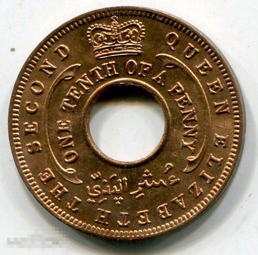 (d3108xxxx) БРИТАНСКАЯ ЗАПАДНАЯ АФРИКА - 1/10 ПЕННИ 1954 UNC / KM32 