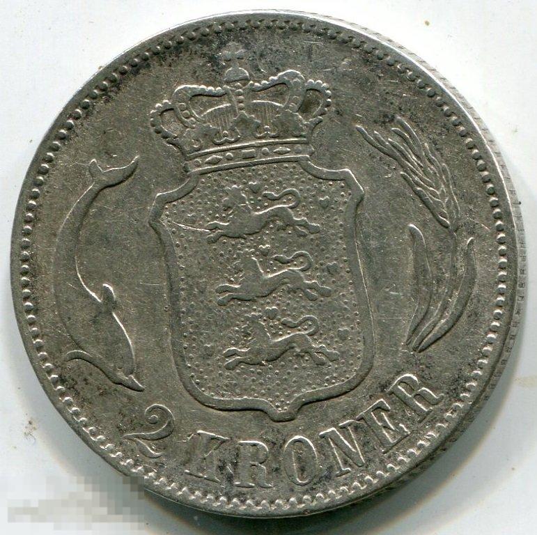 (s122052) ДАНИЯ - 2 КРОНЫ 1875 / KM798.1 серебро