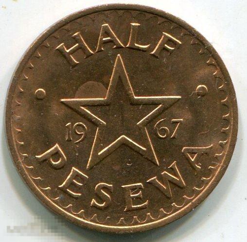 (x3xxxxx) ГАНА - 1/2 ПЕСЕВА 1967 UNC / KM12