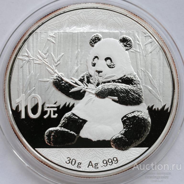 2017 год Китай Панда серебро 999 пробы КНР оригинал 10 юаней 30 грамм