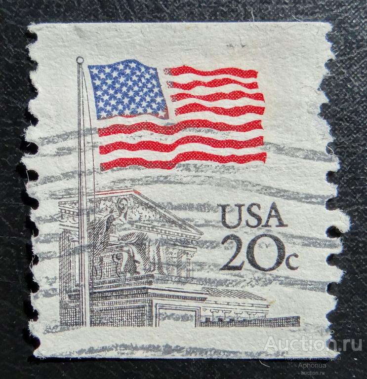 Почтовая марка гашение США Архитектура, флаг 1981