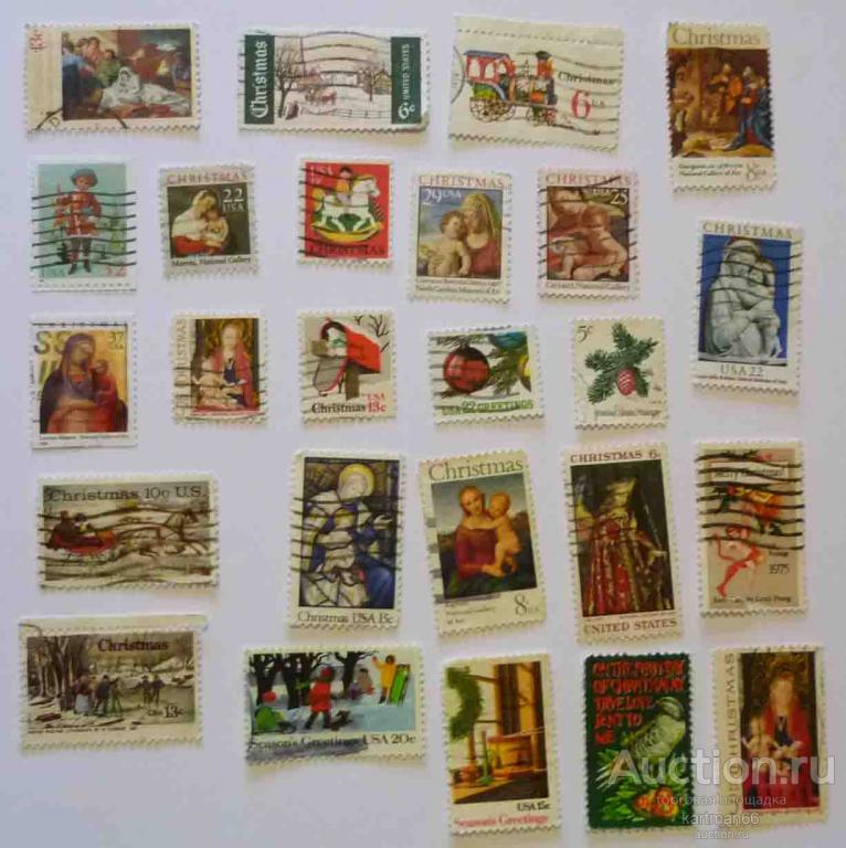 МАРКИ США РОЖДЕСТВО , СHRISTMAS  33  ШТ