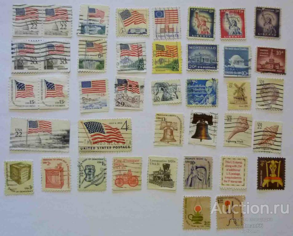 МАРКИ США, АМЕРИКАНСКИЙ ФЛАГ , СТАНДАРТ     68  ШТ