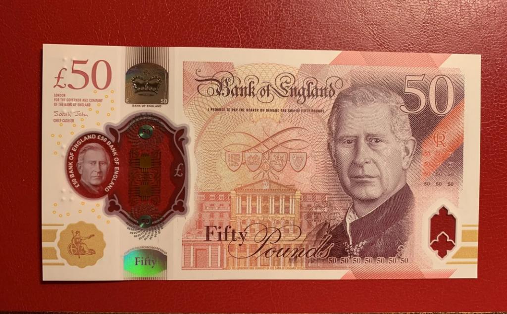 Новинка Полимерная Банкнота Англия 50 фунтов 2024 Карл III UNC