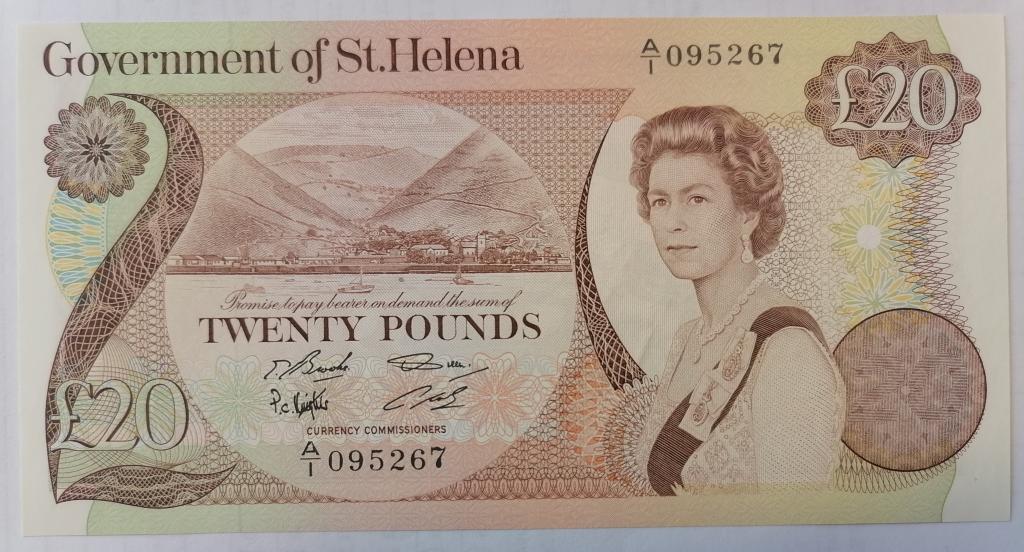 Остров Святой Елены 20  фунтов 1986 год UNC  P#10а