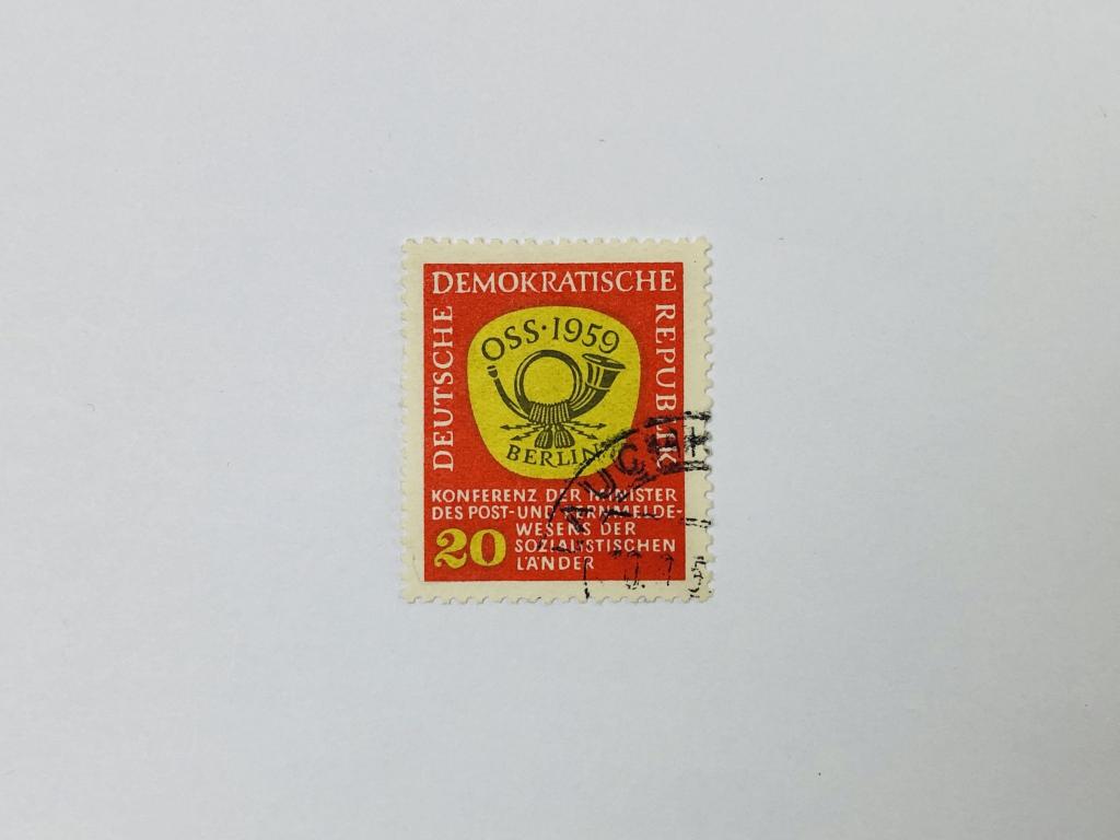 Почтовая конференция. Почтовый Рог. Почта. Германия (ГДР). 1959. Михель: DD 686. Гашен