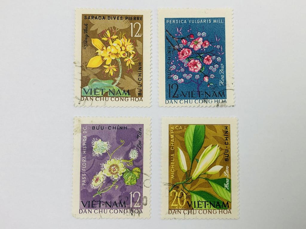 Растения, цветущие круглый год. Неполная серия. Вьетнам. 1964. Mi: VN 302-305. Гаш