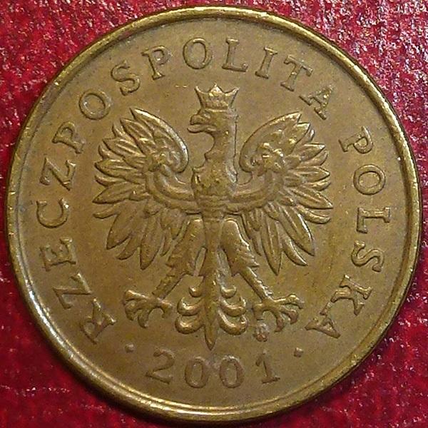 Польша 5 грошей 2001 года.