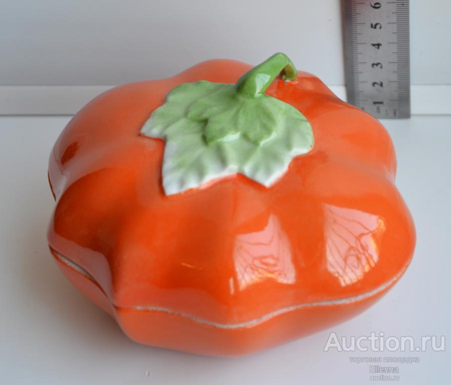 Вербилки. Фарфоровая статуэтка шкатулка Тыква (Патиссон, Помидор)