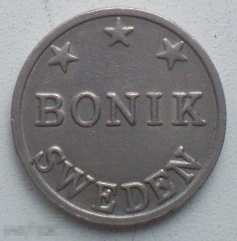 Швеция. Игровой жетон Bonik Sweden. Серебристый