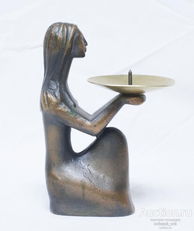 Подсвечник на одну свечу Девушка, металл, высота 15,5 см (4)