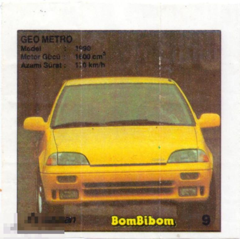 Вкладыш к жевательной резинке Geo Metro Bombibom 9. Турция