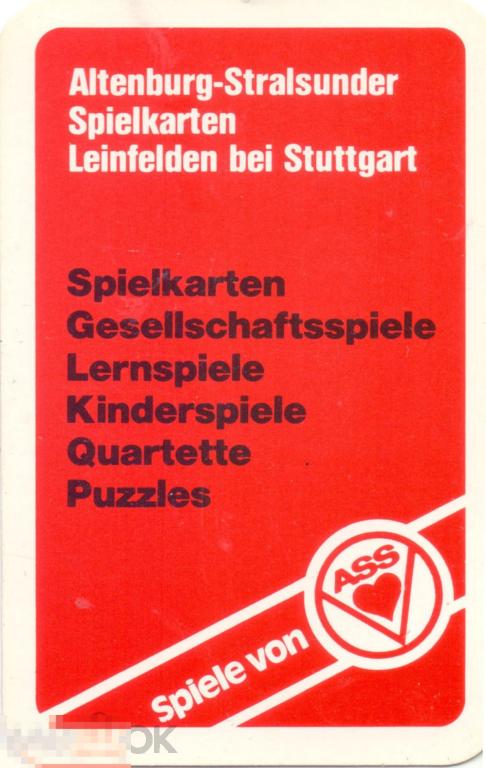 Германия ФРГ. Календарик на 1974 г. Фабрика игральных карт ASS Leinfelden Ляйнфельден