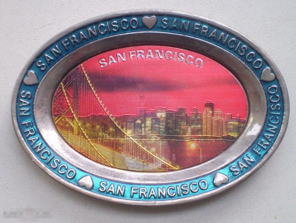 США. Магнит сувенирный Сан-Франциско San Francisco. Овальный. Металлический