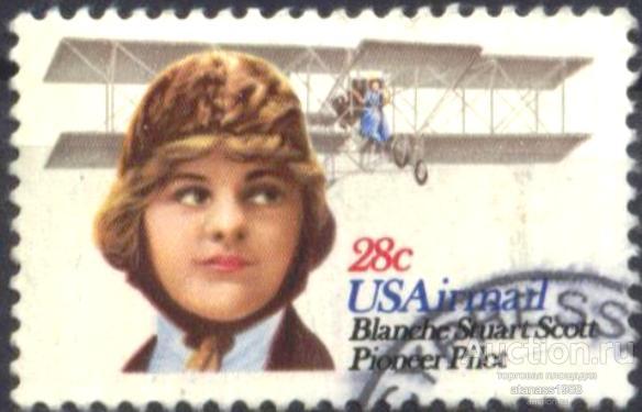 США Гашеная марка Авиация Самолет Пилот 1980