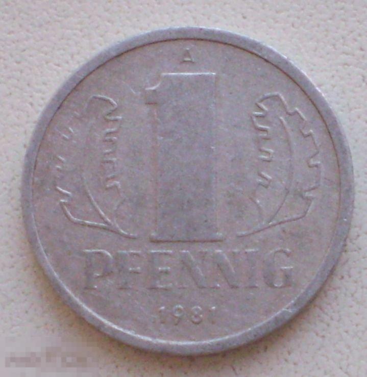 ГДР. 1 пфенниг. 1981  г.