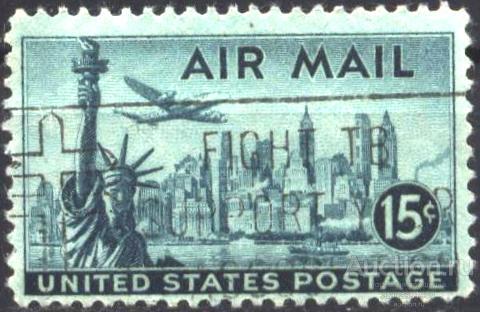 США Гашеная марка Нью-Йорк Самолет  1947