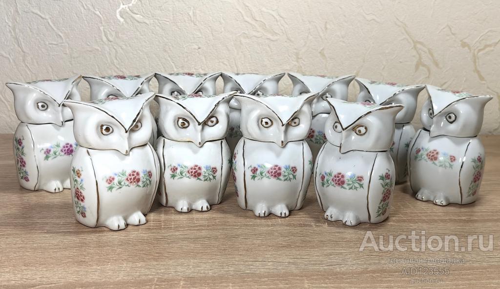 Сова филин шкатулка чайница фарфор высота 9.5 см
