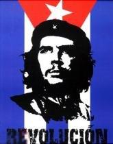 Revolucion. Эрнесто Че Гевара на фоне кубинского флага. Постер А3