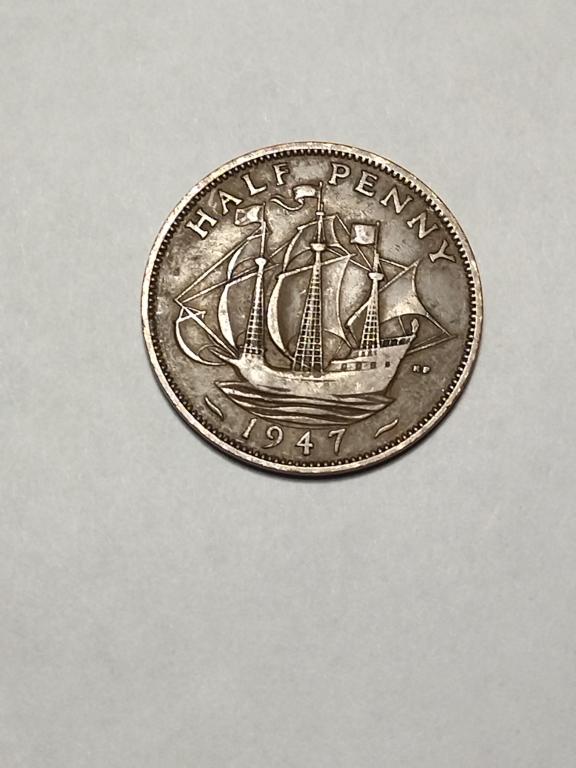 Великобритания. 1/2 пенни 1947 год. Георг VI.