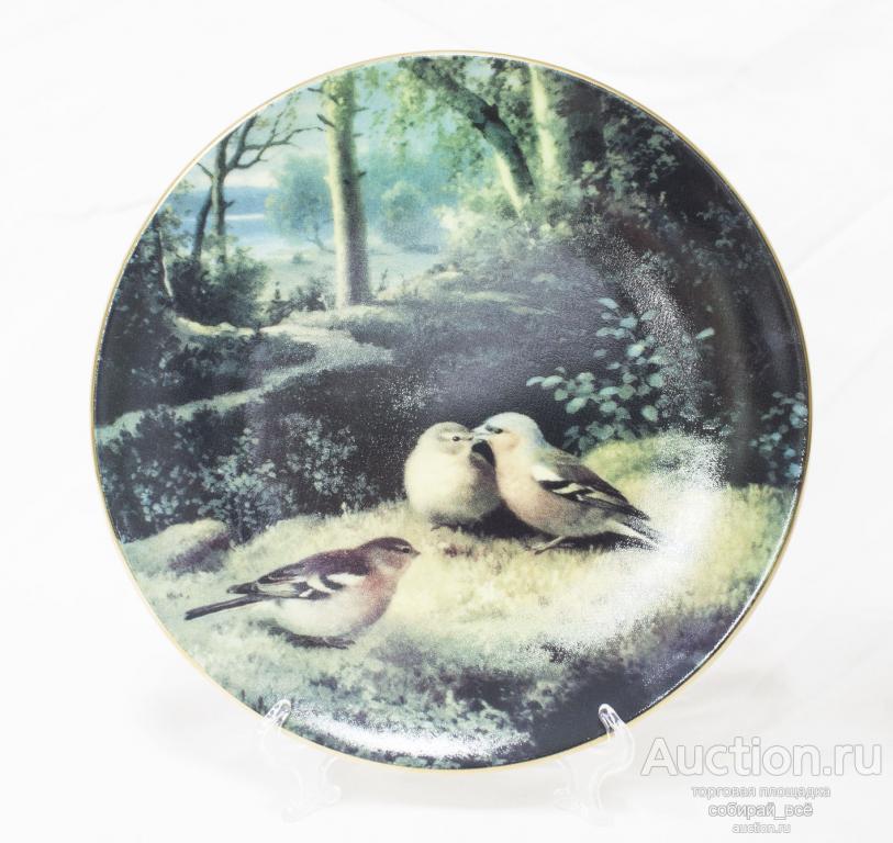 Тарелка настенная Птицы в лесу, с подвесом, Арабия, Финляндия, диаметр 20 см (17)
