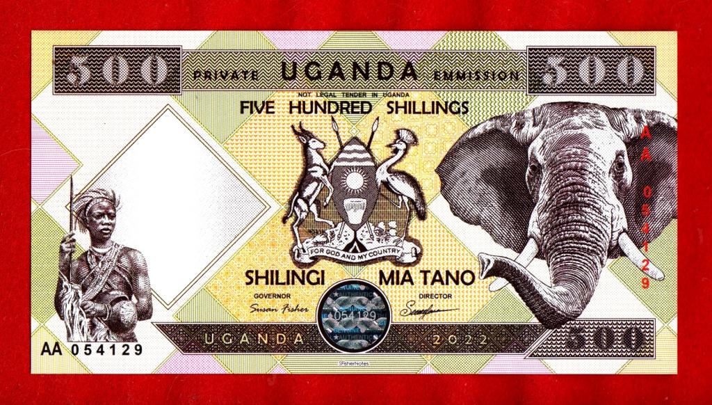 Уганда, 500 шиллингов, 2022, АФРИКАНСКИЙ СЛОН, UNC, ПРЕСС, ПОЛИМЕР, ГОЛОГРАФИЯ