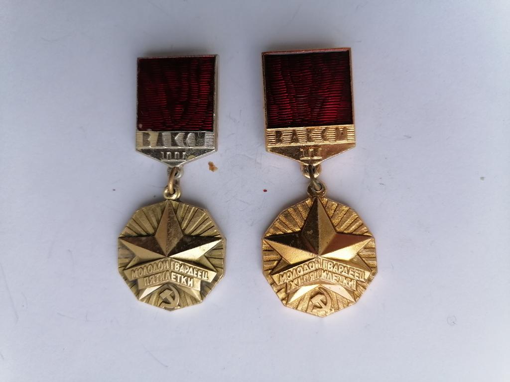 знак ЦК ВЛКСМ Молодой гвардеец пятилетки 2 и 3 ст.