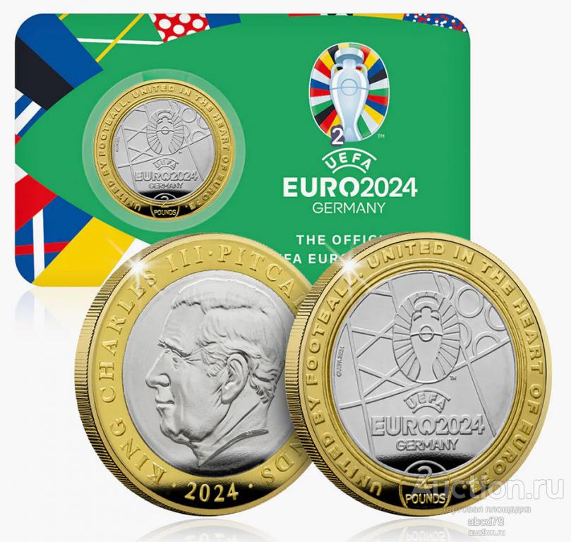 Новинка, о-ва Питкерн BUNC 2 фунта 2024 г. - УЕФА Евро 2024 футбол
