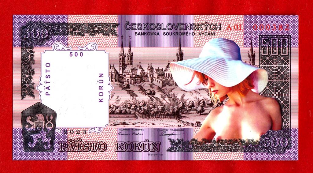 Чехословакия, 500 крон, 2023, UNC, ПРЕСС, ПОЛИМЕР, КОНГРЕВНАЯ ПЕЧАТЬ
