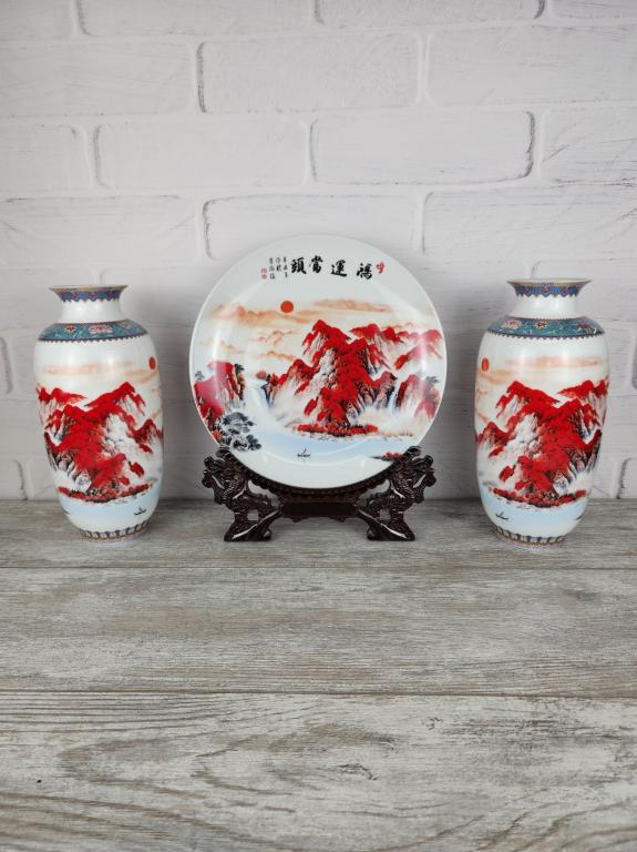 Ваза РАС-034 комплект. Фарфор. Китай. Паспорт. Подарочная коробка.