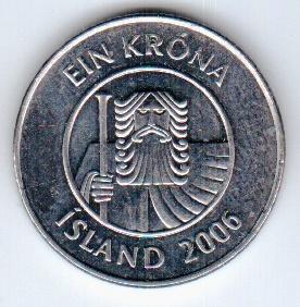 Исландия 1 крона 2006 магнитная Великан Рыба треска морская фауна