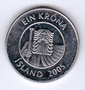 Исландия 1 крона 2005 магнитная Великан Рыба треска морская фауна