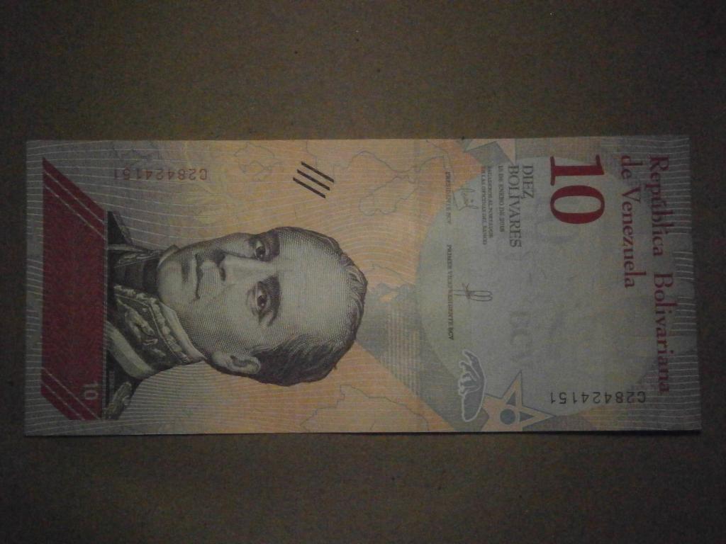 Банкнота. 10 боливаров. Венесуэла. 2018 год.  Состояние UNC.  Лот №464