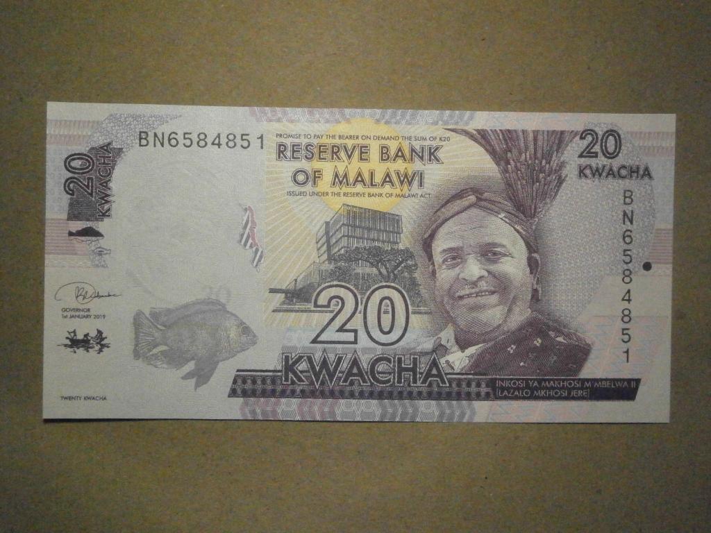 Банкнота. 20 квача.  Малави.  2019 год.  Состояние UNC.  Лот №475