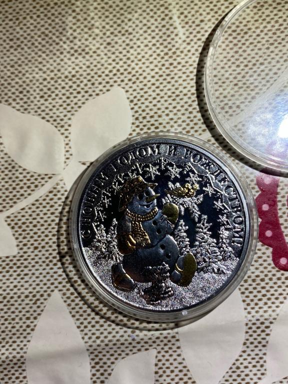 1 Доллар С Новым годом и Рождеством Снеговик 2008 НИУЭ Серебро