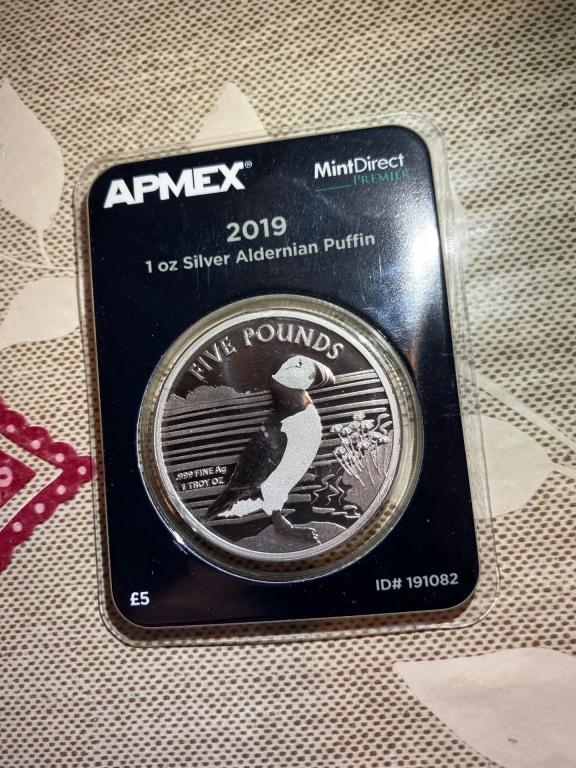 5 Фунтов Фауна Птица Атлантический Тупик 2019 Олдерни Серебро