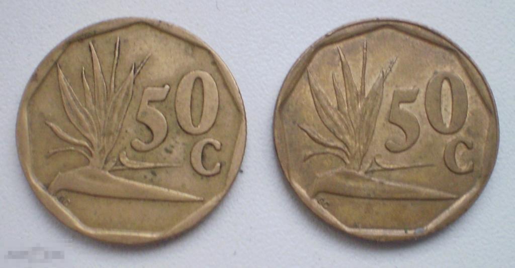 ЮАР. 50 центов. 2 шт. 1991, 1994 гг.