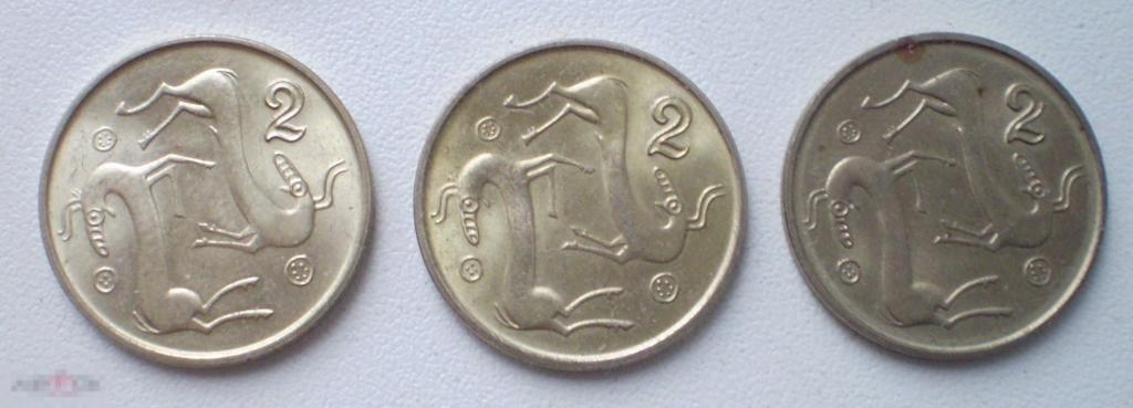 Кипр. 2 цента. 1996, 1998 гг. 3 шт.