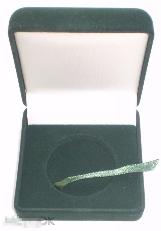 Зеленая бархатная коробочка для монеты d = 4,5 см