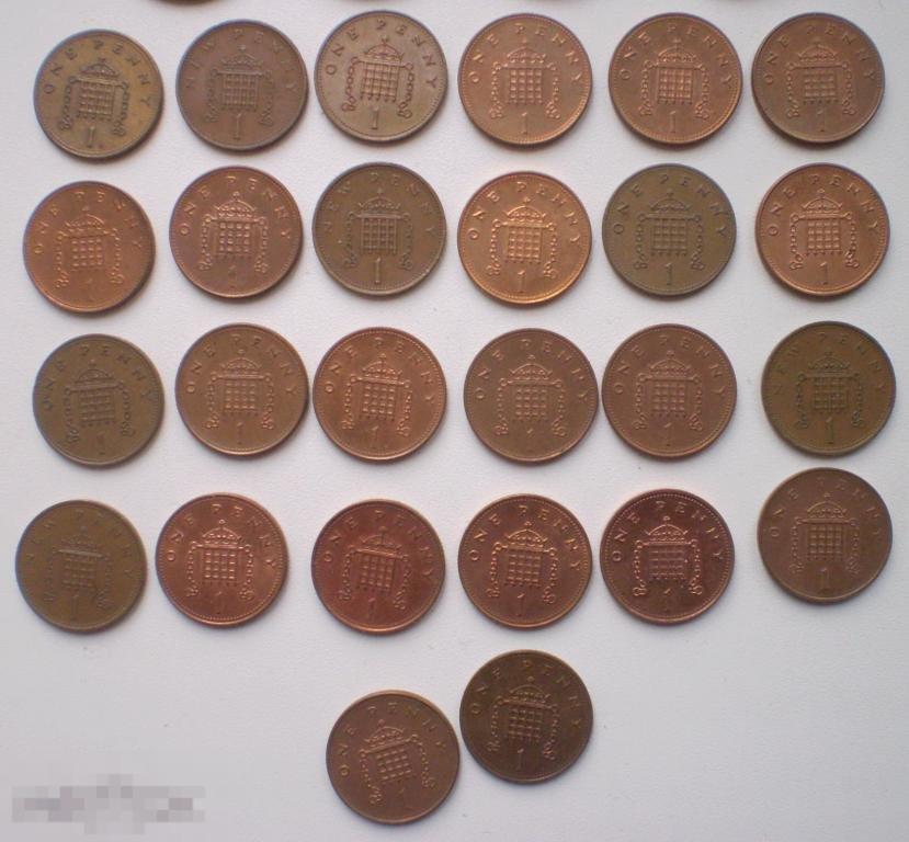 Великобритания. 1 пенни penny 26 шт. 1971-2006 гг.