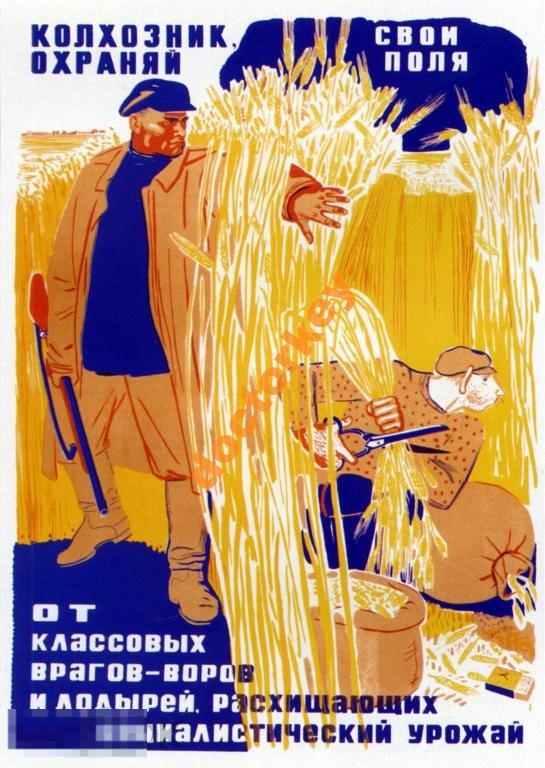 Колхозник, охраняй свои поля. Советский плакат