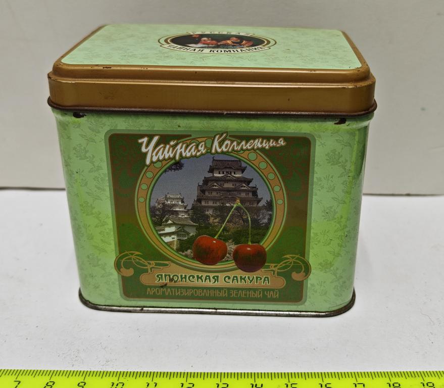 коробка банка жесть жестяная Чай Японская Сакура Чайная коллекция Русская чайная компания